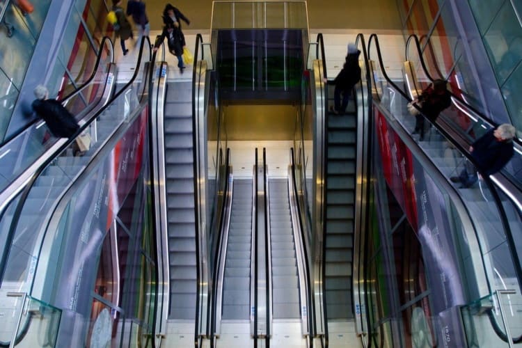 Escalators in Shopping Mall