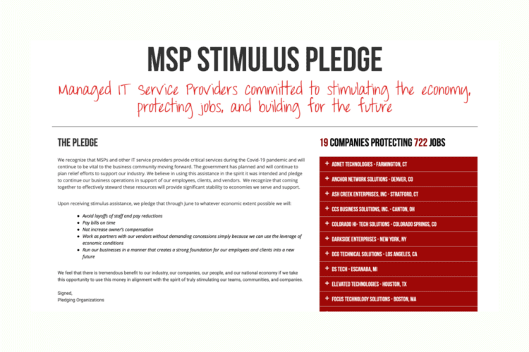 MSP Stimulus Pledge