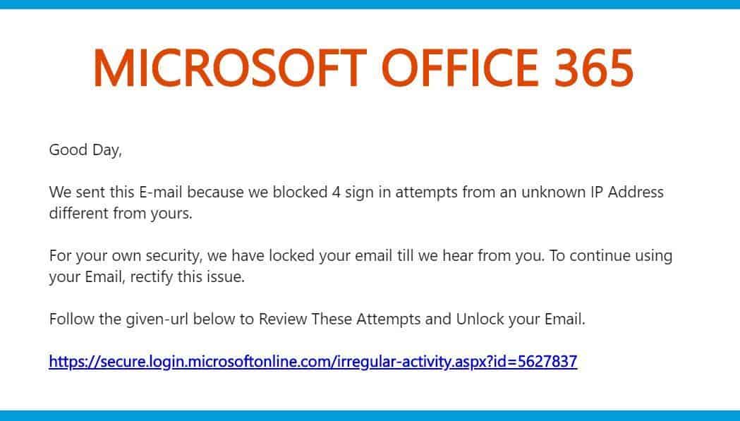 Fake Microsoft Email Phishing Attempt