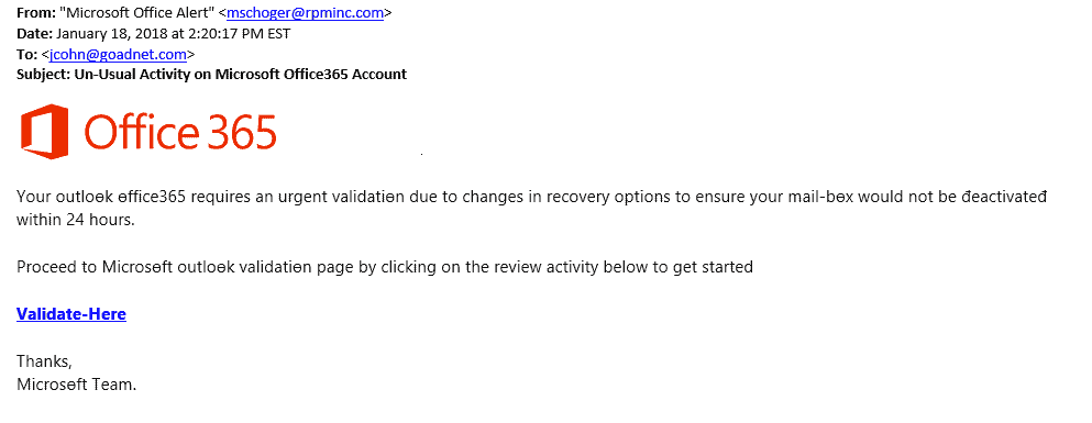 Fraudulent Email